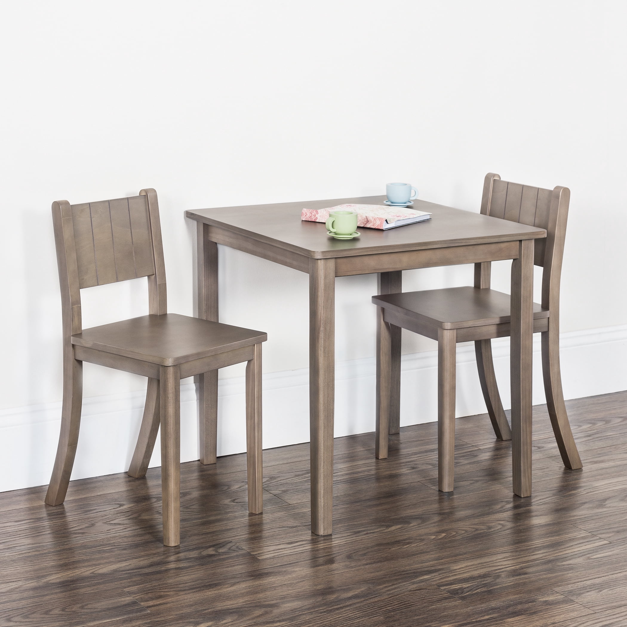 Forever Eclectic Cafe Kids Wood Table and Chair Set (2 Chairs Included), Dusty Heather