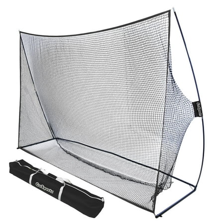 gosports 10 ft x 7 ft golf practice hitting net - personal driving range for indoor or outdoor use - black