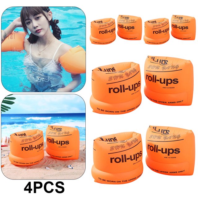 2 Uds. Anillos Brazo Natación para Adultos Mangas Inflables para Flotador Piscina (naranja)