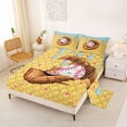thumbnail image 2 of Castle Fairy Sport Baseball Queen Sheets 4 Pieces, Ice Cream Glove Pattern Queen Sheet Sets, Brown Blue Pink,1 Fitted Sheet, 1 Flat Sheet and 2 Pillowcases, 2 of 6