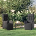 thumbnail image 1 of vidaXL Garden Reclining Chairs 2 pcs with Table Black Poly Rattan, 1 of 4