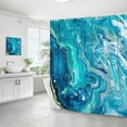 thumbnail image 2 of Marble Shower Curtain Set, Abstract Blue Jade Stripes Shower Curtain, Modern Ink Art Decor Waterproof Fabric Shower Curtain for Bathroom Decor with Hooks, 72X72in, 2 of 5
