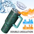 thumbnail image 3 of Fashion 40oz Tumbler Vacuum Insulated Stainless Steel Handle Flip Straw Lid Leak Proof Travel Cup Gift for Him Her Travel Tumbler Must Have, 3 of 6