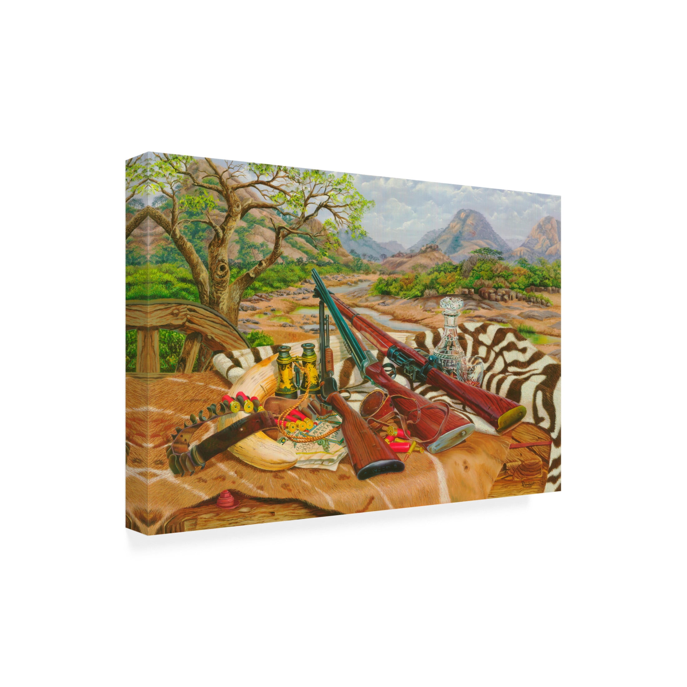 Canvas Wall Art - Delene Lambert 'Hunting Still Life 1' Wall Art for Living Room, Bedroom, or Office Décor by Trademark Fine Art - 19 x 12 Inches