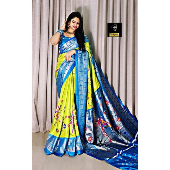 Kalamkari Paithani Work Saree Blouse Traditional Wedding Wear