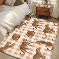 thumbnail image 5 of 3x5 Washable Area Rug, Africa Leopard Animal Non-Slip Rectangle Rug for Living Room Bedroom, Brown White Plaid Abstract Simple Indoor Low Pile Floor Mat for Home Decor, 5 of 9
