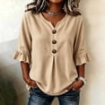 thumbnail image 2 of Axiiglly Blouses for Women, Short Sleeves Button Down V Neck Summer Outdoor Stripes Sirts, S-2XL, 2 of 6