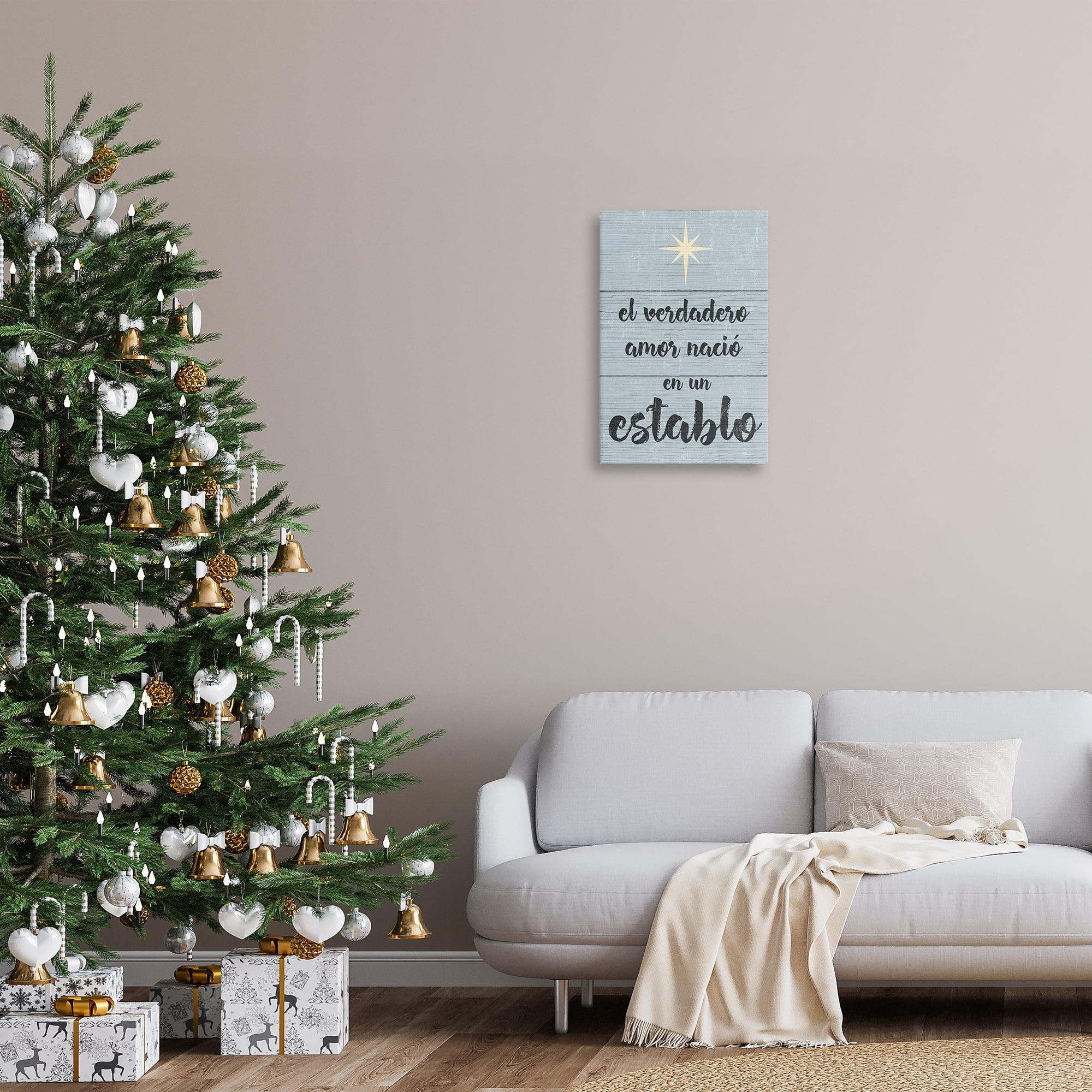 Stupell Industries Amor Verdadero en un Establo Holiday Painting Wrapped Canvas Art Print Wall Art, 16 x 24