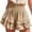 Khaki, variant on Women Shorts 100% Cotton Solid Color Elastic High Waist Ruffled Shorts Summer Casual Flowy Boho Mini Dailywear Shorts
