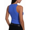 thumbnail image 5 of Women'S Sleeveless Racerback High Neck Casual Basic Ribbed Fitted Tank Top Blue S, 5 of 6