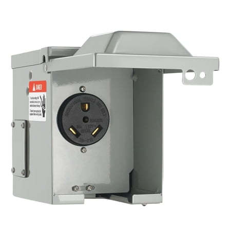 30 Amp RV Power Outlet Box - 125/250V NEMA TT-30R Weatherproof RV Receptacle - Enclosed Lockable Outdoor Electrical Panel for Camper, Trailer, Motorhome - UL Listed
