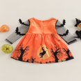 thumbnail image 4 of Filles Halloween Parti Robe Maille Patchwork Manches Robe Imprimée Chauve-Souris, 4 of 8