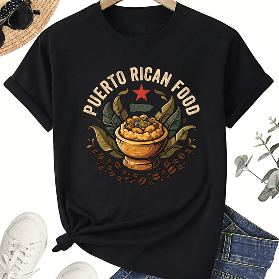 Unisex Puerto Rico T-Shirt, Puerto Rican Food Bowl Graphic, 100% Cotton Short Sleeve Tee