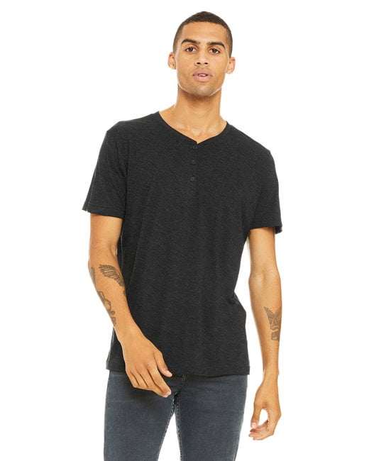 Men's Triblend ShortSleeve Henley CHARBLACK TRIB XL