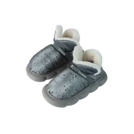 

Ritualay Unisex Warm Slippers Thick Sole Winter Slipper Plush Lning House Shoes Comfort Non-slip Home Shoe Indoor Bedroom Soft Moccasins Gray 10.5-11