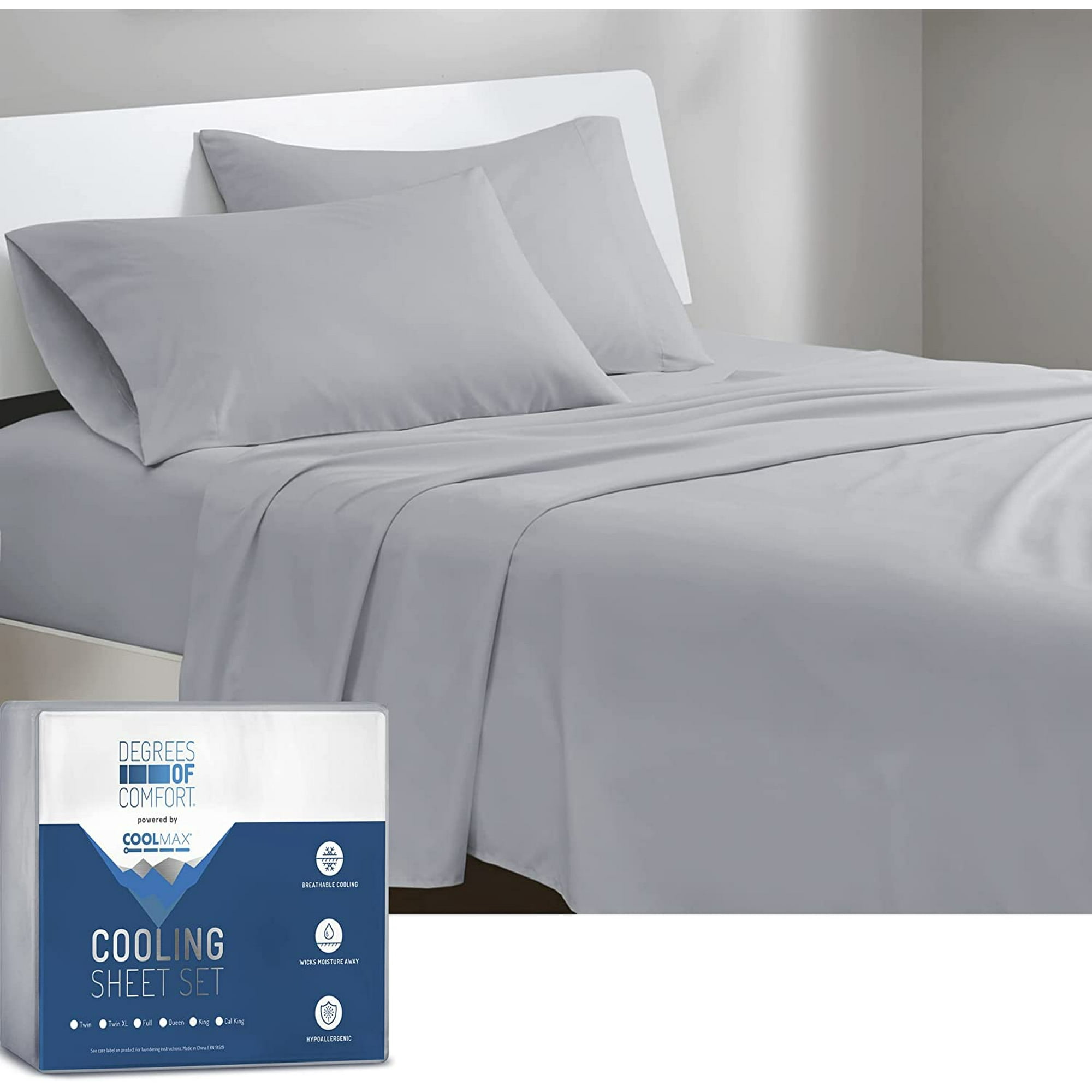 Lishi Coolmax Cooling Sheets Set For Twin Xl Size Bed Moisture Wicking For Night Sweats Best Comfort Cool Sheets For Hot Sleepers During Warm Weathe