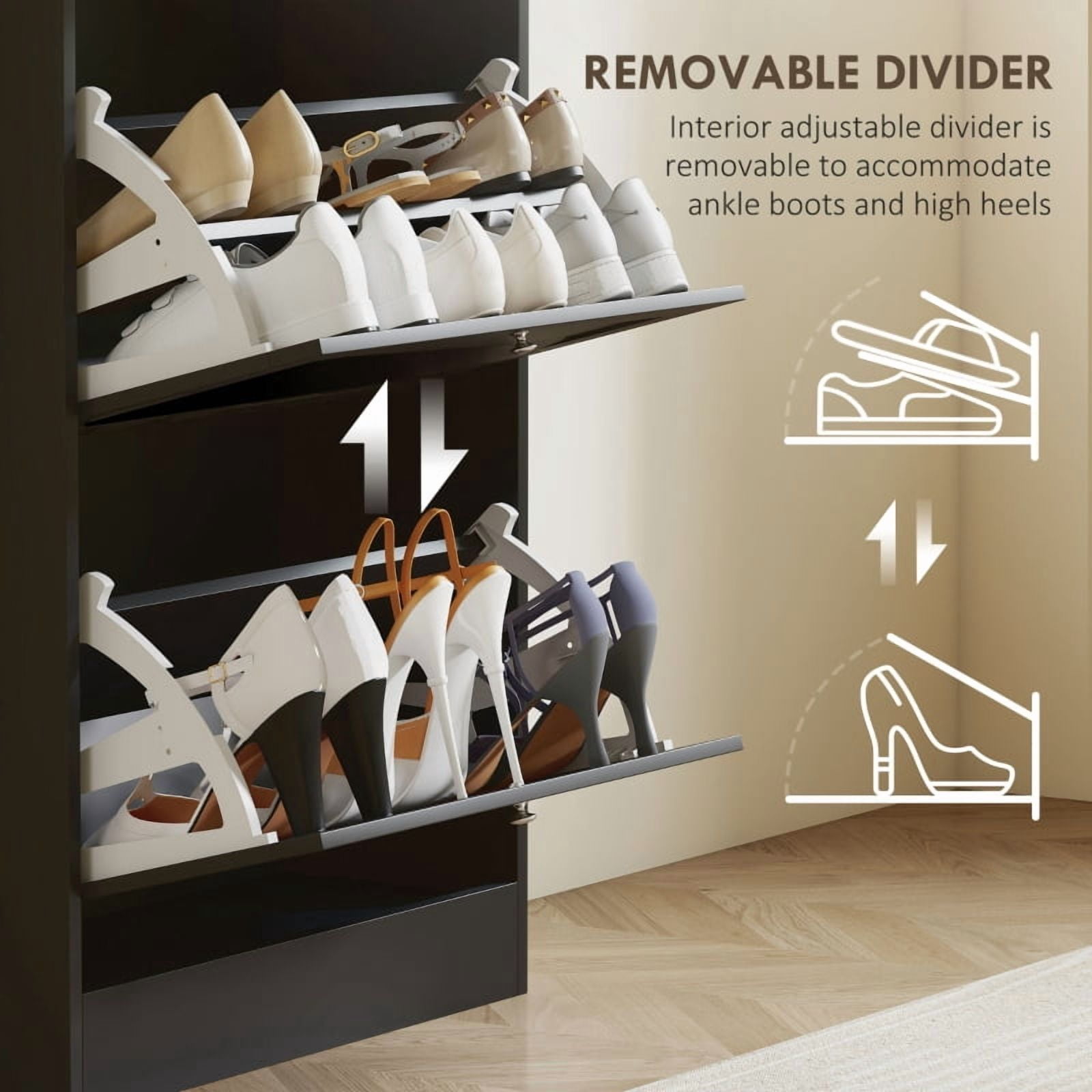 Alvantor 3-Drawer Shoe Storage Cabinet with Adjustable Shelves, Narrow Entryway Organizer 23.6" x 9.3" x 45.3" Black