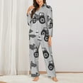 thumbnail image 3 of Disketp Pajamas Set Long Sleeve Sleepwear Womens Button Down Nightwear Pj Sets-Gray Tractor, 3 of 9