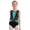 thumbnail image 3 of Linjinx Gym Leotards for Girls Ballet Dance Bodysuits Rhinestones Sleeveless Figure Skating Jumpsuit Green 8, 3 of 5