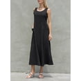 thumbnail image 3 of Women Solid Color Long Dress Solid Color Crew Neck A-line Dress, 3 of 9