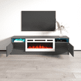 thumbnail image 2 of Duke 01 WH-EF Fireplace TV Stand for TVs up to 70", Modern High Gloss 63" Entertainment Center, Electric Fireplace TV Media Console with Storage Cabinets and LED Lights, 2 of 7