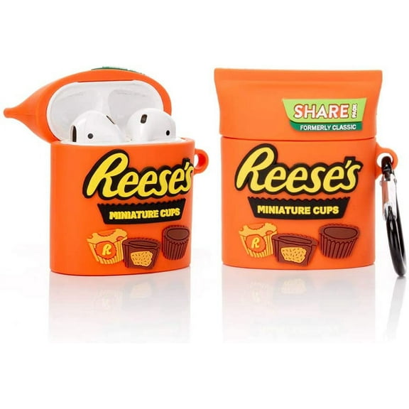 Airpods Silicone Case 3D Cartoon Funny Cute Cover Compatible for Apple Airpods 1&2 (Snacks Series 1) (Peanut Milk Chocolate Reeses)