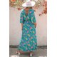 thumbnail image 1 of ABPHQTO Vestido maxi floral verde boho con cuello en V profundo para mujer, 1 of 5