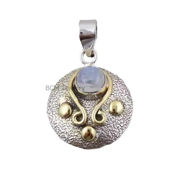Sterling Silver 925 Pendant For Womens, June Birthstone, Bridesmaid Gift Pendant, Moonstone, Gemstone Pendant, Two Tone Christmas Gift For Her