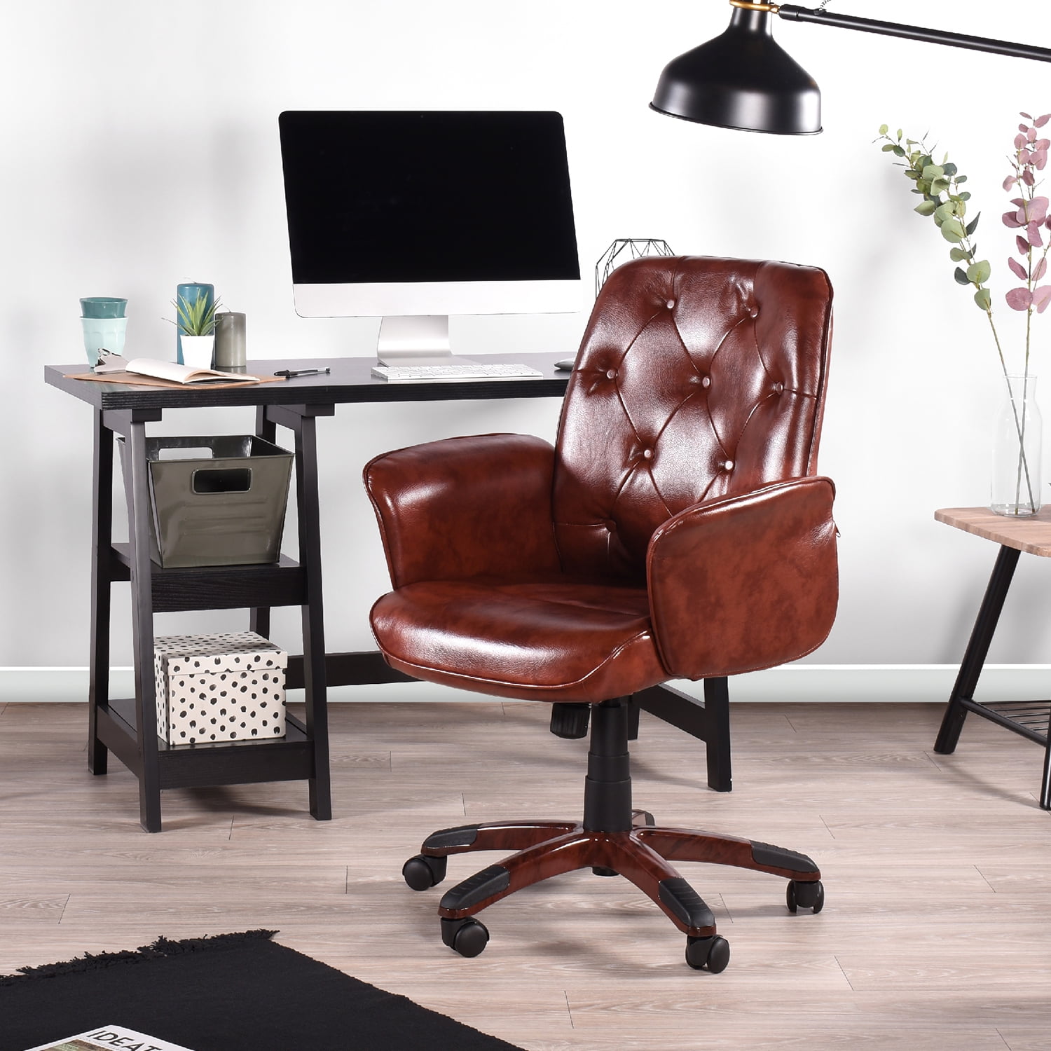 Homy Casa PU Leather Office Chair Arm Armrests Vintage Lift with ...