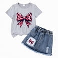 thumbnail image 4 of TOWED22 Girls Skirt Set Letter Print Short Sleeve T-Shirt and Denim Skirt Summer Casual 2 Piece Outfit(K,3-4 Y), 4 of 4