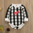 thumbnail image 3 of Christmas Baby Romper Newborn Baby Boys Red Plaid Long Sleeve Jumpsuit Infant Deer Onesies Winter Clothes, 3 of 7