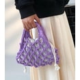 thumbnail image 7 of Kukuzhu Women Cotton Rope Top-handle Bag Summer Beach Handwoven Handbag Cotton Crochet Fishing Net Handbag Casual Bag Pouch Purse, 7 of 7