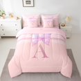 thumbnail image 2 of Manfei Gradient Flying Butterfly 7-Piece Twin Bedding Sets for Children Kids Teens,Letter Monogrammed Initial A Bedding Comforter Set,Bling Glitter Breathable Sheet Sets,Ultra Soft Home Decor, 2 of 8