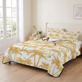 thumbnail image 2 of Quilts Full Size Bedding Set, Yellow Orange Palm Tree Lightweight Quilted Comforter, Summer Tropical Tree Coastal Beach Soft Reversible Bedspread Coverlet with Pillow Covers for All Season, 78" x 90", 2 of 9