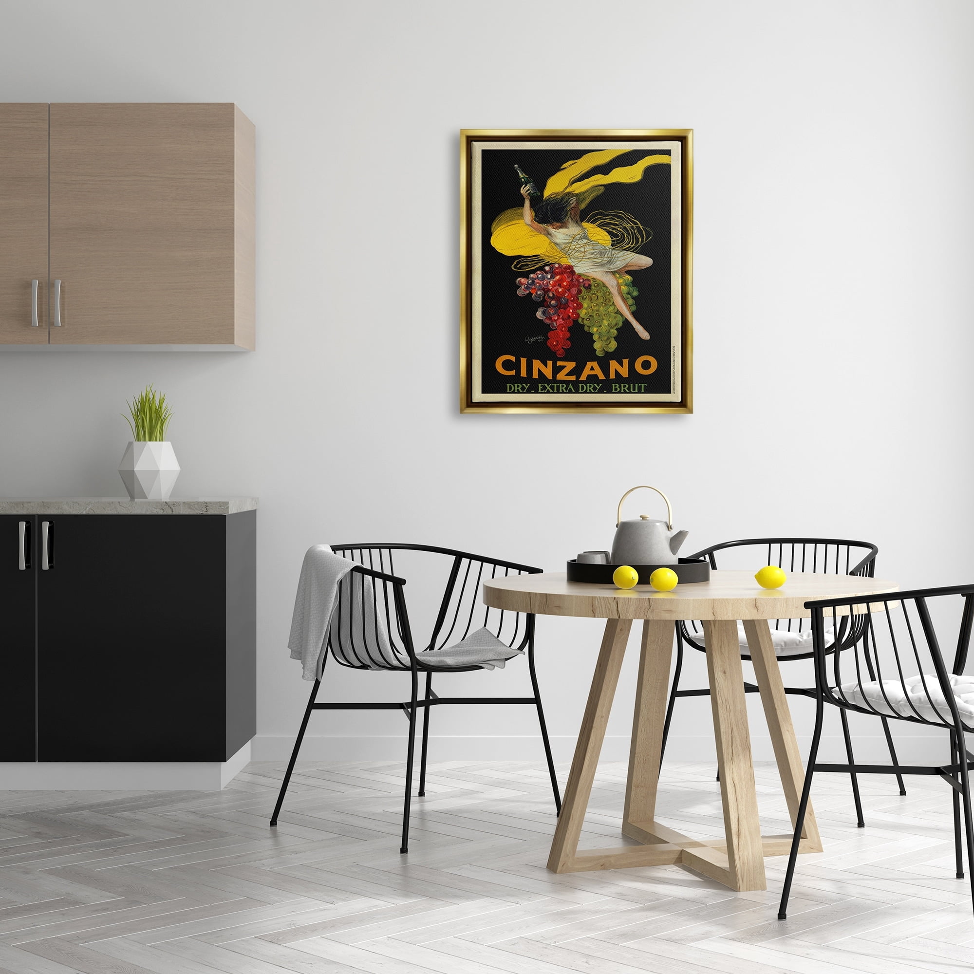 Stupell Industries Cinzano Vintage Poster Wine Design Metallic Gold Framed Floating Canvas Wall Art, 24x30, by Marcello Dudovich