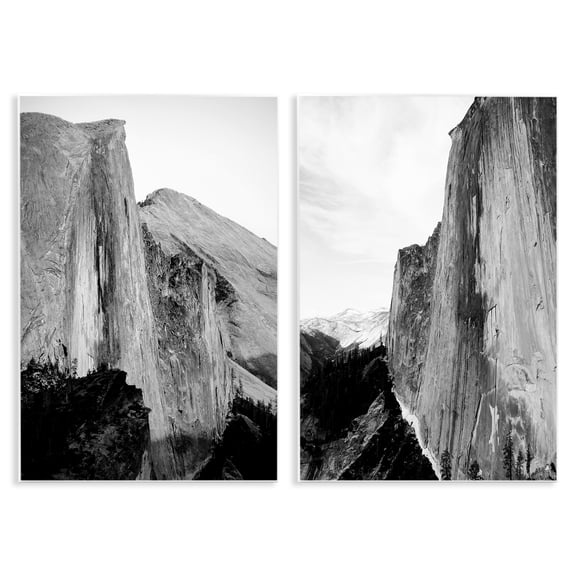 Stupell Industries Monochrome Yosemite Cliffs Landscape & Nature Photography Unframed Art Print Wall Art, 10 x 15, Set of 2