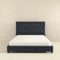 thumbnail image 3 of Queen Bed Frame - Mid Century Modern With Grey Velvet Upholstery And Veneer Size Platform Design Solid Wood, 3 of 6