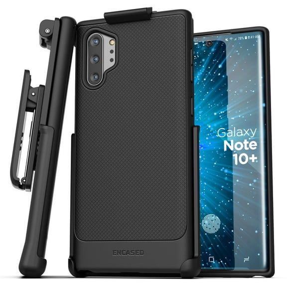 Encased Galaxy Note 10 Plus Belt Clip Case (Thin Armor) Slim Grip Cover with Holster (Samsung Note 10 ) Black