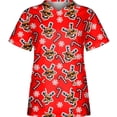 thumbnail image 2 of Blusas Navideñas Para Mujer, Con Cuello en V, Con Estampado de Nieve, Para Entrenamiento, Uniformes de Enfermera, Blusa de Manga Corta, Jerséis Odeerbi  ODB208352, 2 of 4