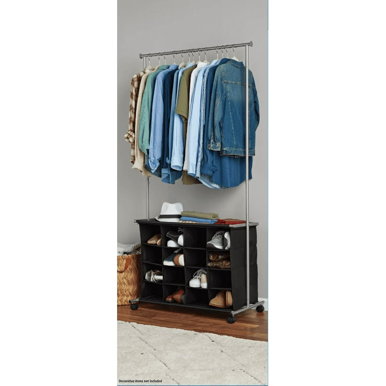 Mainstays Garment Rack with Shoe Cubbies, Silver and Black Mainstays Garment Rack with Shoe Cubbies, Silver and Black