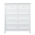 thumbnail image 4 of Paproos 6 Drawer Dresser, Solid Wood Dressers for Bedroom, Chest of Drawers with Retro Round Handle, Large Capacity Clothes Organizer Wide Storage Cabinet for Closet Living Room, Antique White, 4 of 12