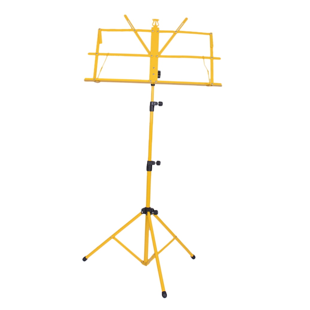 BEADCEST Yellow Folding Music Sheet Tripod Stand Metal Holder Adjustable Height for Music