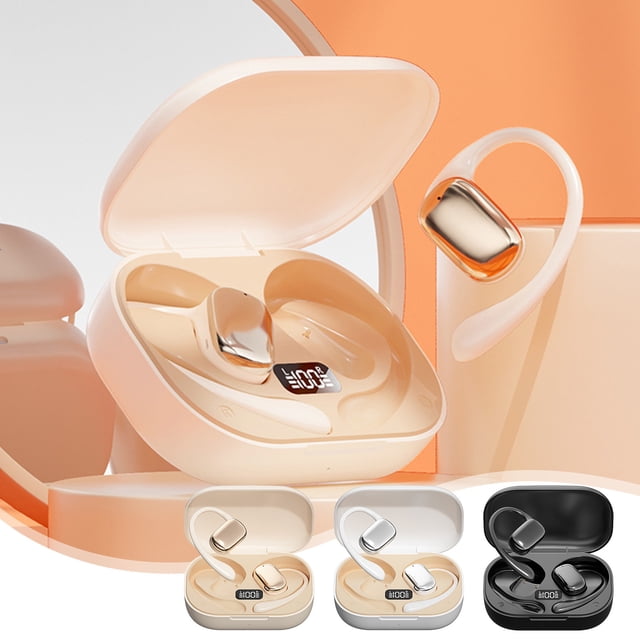 Auriculares Bluetooth V5.4 Ganfancp de Conducción Ósea con Pantalla Digital y Batería de Larga Duración