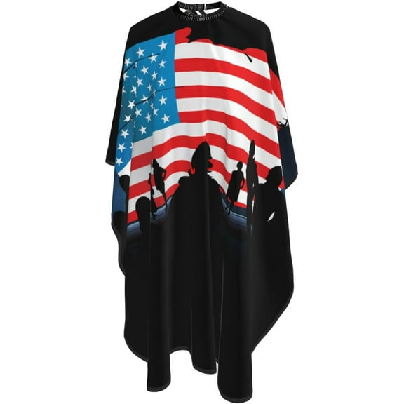 American Flag Hero Salon Barber Cape - Professional Hairdressing Waterproof Hair Cutting Cape With Adjustable Snap Closure-Haircut Apron For Hair Stylist And Home Use-55''X66''