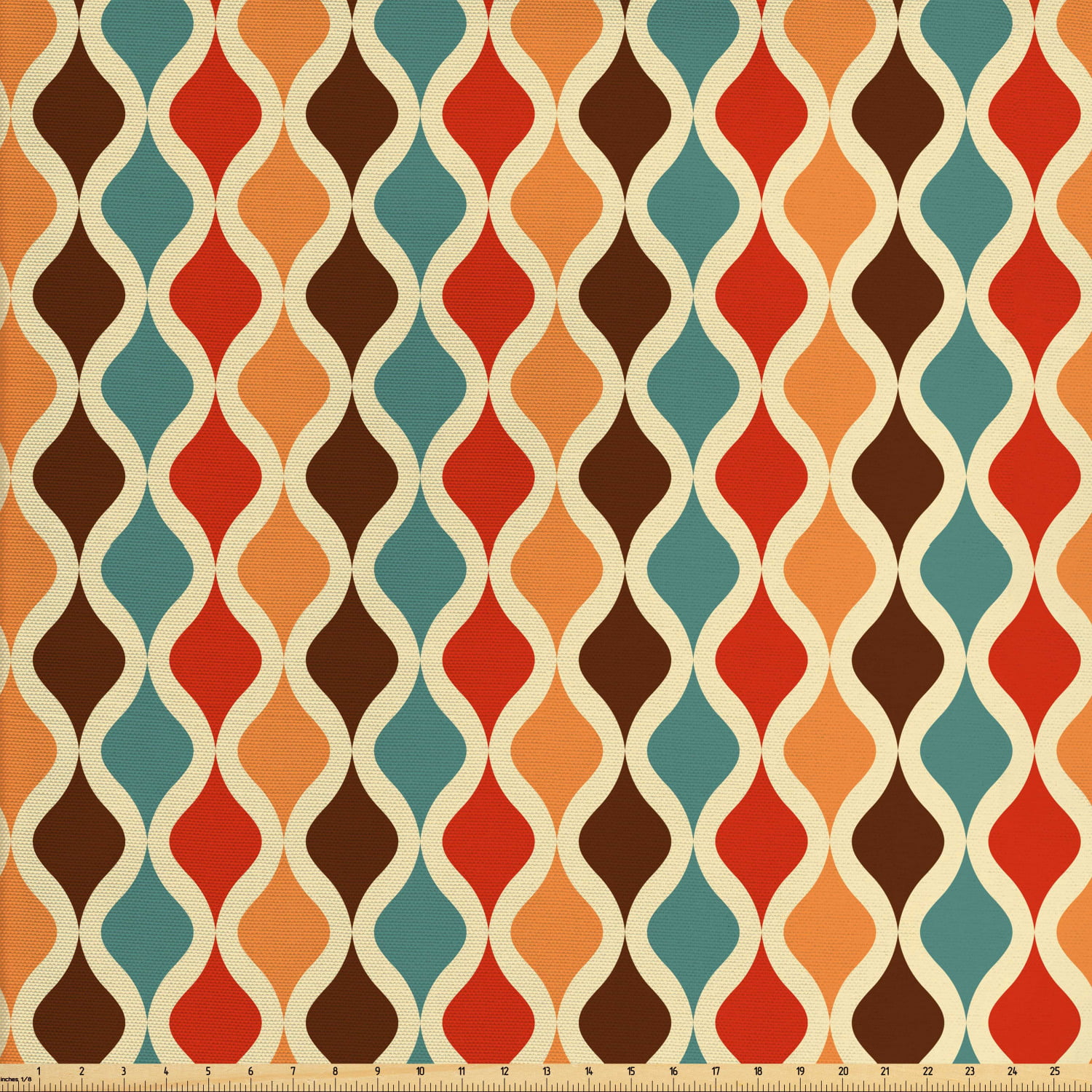 Retro Fabric by the Yard, Funk Different Vintage Pattern Composition