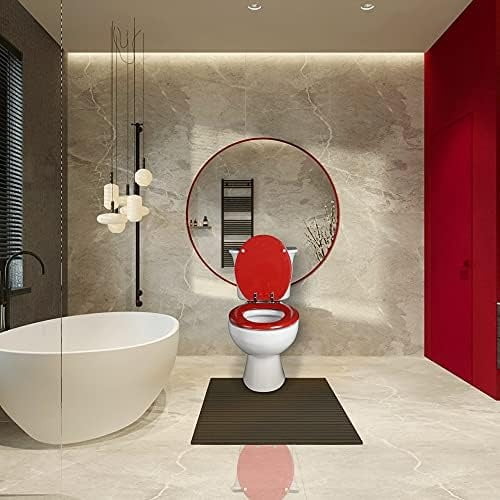 Red Round Toilet Seat Natural Wood Toilet Seat with Zinc Alloy Hinges, Easy to Install also Easy to Clean, Scratch Resistant Toilet Seat by  (Round, Red)