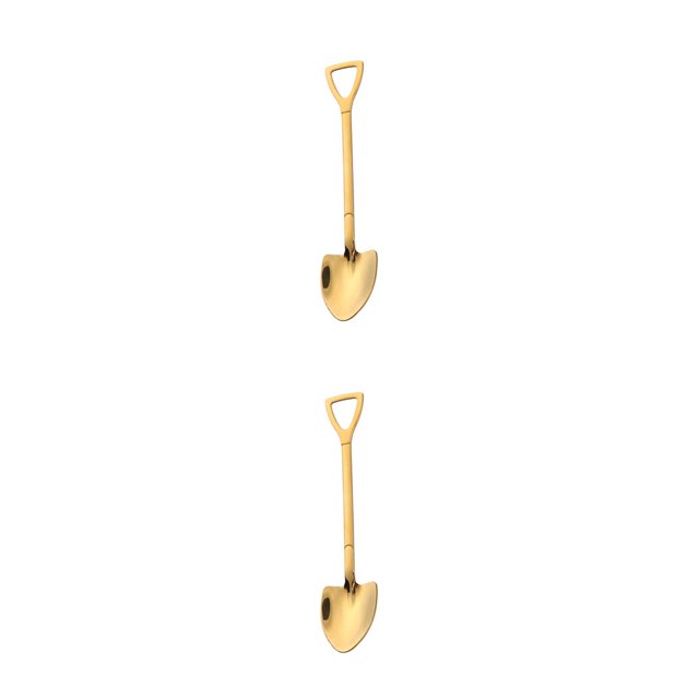 Billuyoard Cuchara Cuchara colgante de acero inoxidable para helado lavable a prueba de herrumbre, colorido, plano Dorado pala de punta 2Conjunto