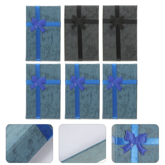 6pcs Small Gift Packing Boxes for Jewelry with Decorative Bowknot on Lid Assorted Color