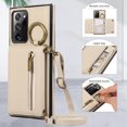 thumbnail image 5 of Crossbody Wallet Case for Samsung Galaxy Note 20 with Lanyard Strap Card Slot Holder RFID Blocking 360° Ring Kickstand,Magnetic Flip Folio Zipper Purse Case, PU Leather Cover Handbag,Beige, 5 of 10