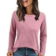 thumbnail image 2 of XFLWAM Womens Long Sleeve T Shirts Crew Neck Pleated Fall Tops Casual Loose Fit Lightweight Outfits Clothes, 2 of 8